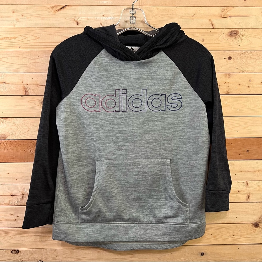 Adidas Children Gray Girls hoodie Activewear Pull On Jacket Kids size L (12/14)
